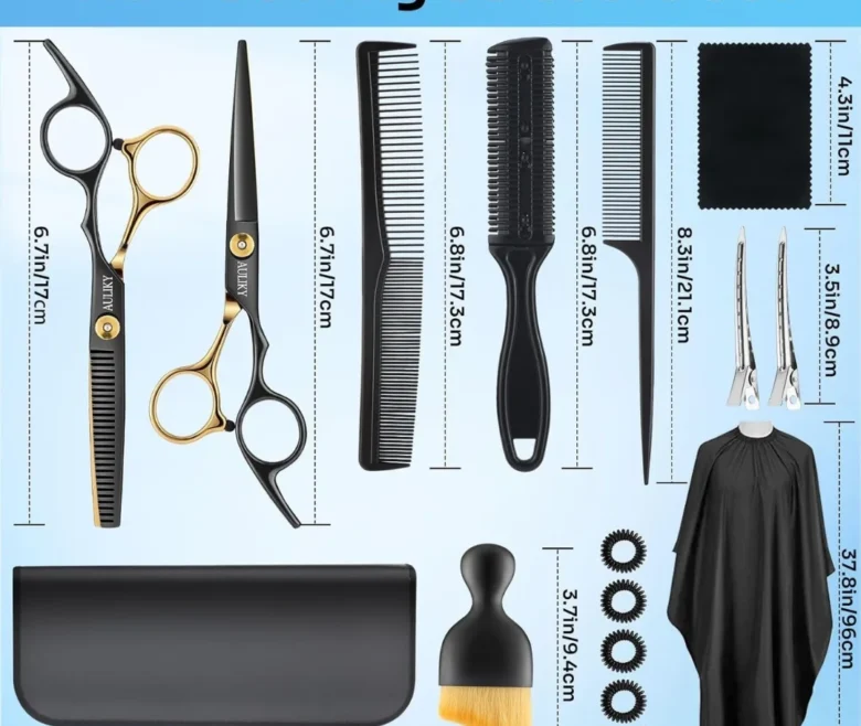 15 Pcs Professional Hair Cutting Scissors Shears Kit 2 780x658